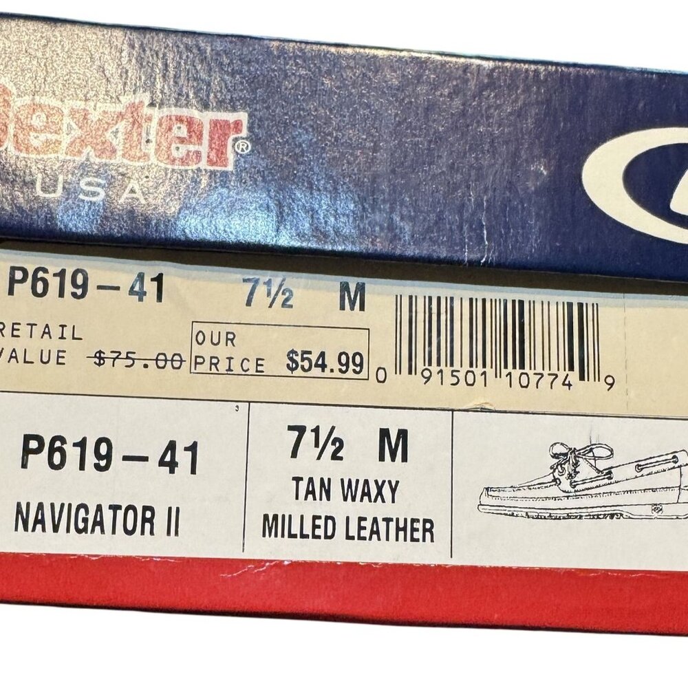 Dexter Mens Navigator II Boat Shoes 7.5M Tan Waxy Leather Casual Deck Loafers - Picture 6 of 7